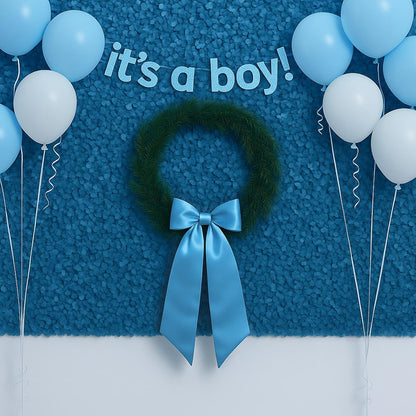 Skiennix Wreath Sash - Blue Satin Ribbon for Front Door | 4.5" x 56" - Perfect for Holiday Decor