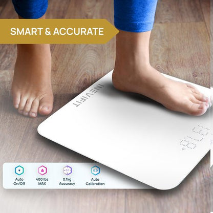INEVIFIT Smart Bathroom Scale, Highly Accurate Bluetooth Digital Bathroom Body Weight Scale, Precisely Measures Weight & BMI for Unlimited Users