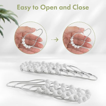 Amazer Shower Curtain Hooks, Decorative Stainless Steel Shower Curtain Hooks for Bathroom Shower Rods Curtains-Set of 12, Acrylic White