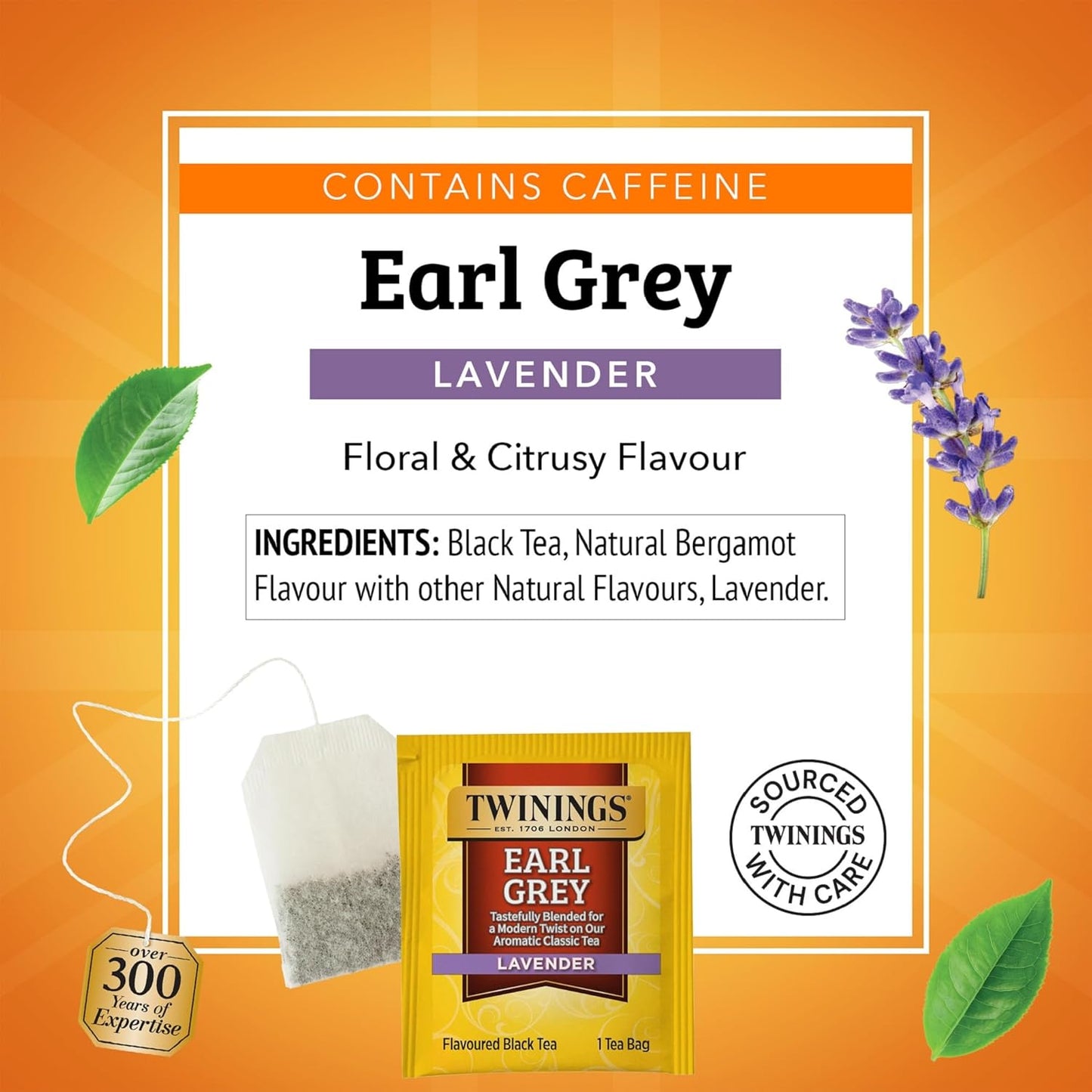 Twinings Earl Grey Lavender Black Tea - Citrus & Bergamot Flavor, 20 Individually Wrapped Bags
