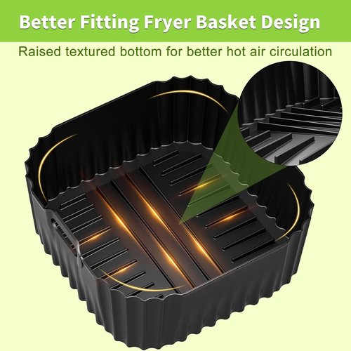 Chefman Air Fryer Silicone Liners - Reusable 3 Pack Baking Accessories for 8QT to 10QT Air Fryers