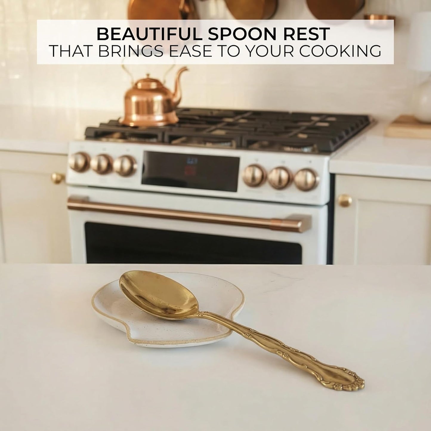 Skiennix Ceramic Spoon Rest - Stylish & Easy-to-Clean Spoon Holder for Kitchen Countertop | Dishwasher Safe