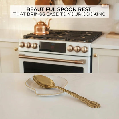 Skiennix Ceramic Spoon Rest - Stylish & Easy-to-Clean Spoon Holder for Kitchen Countertop | Dishwasher Safe