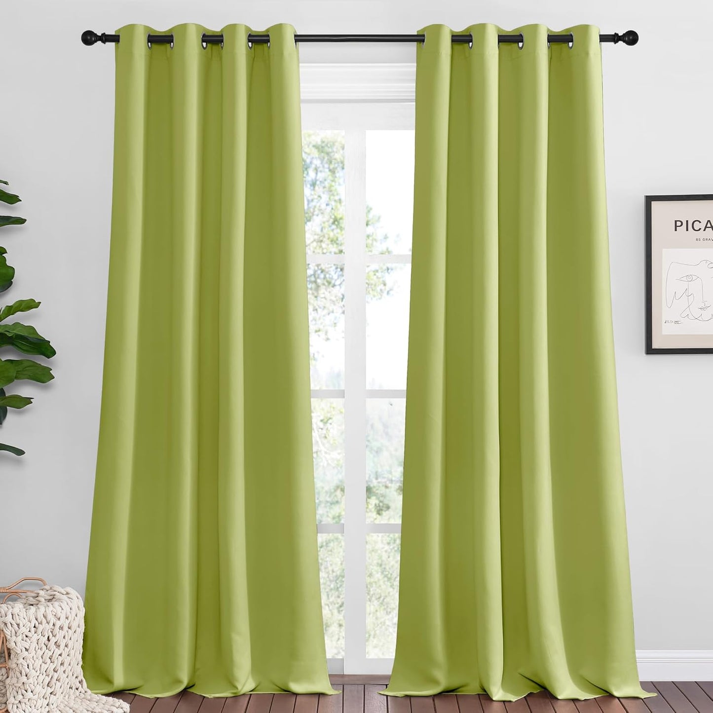 NICETOWN Blackout Curtains - Fresh Green Thermal Insulated Drapes | 96 Inches Long, 2 Panels, 55 Inches Wide