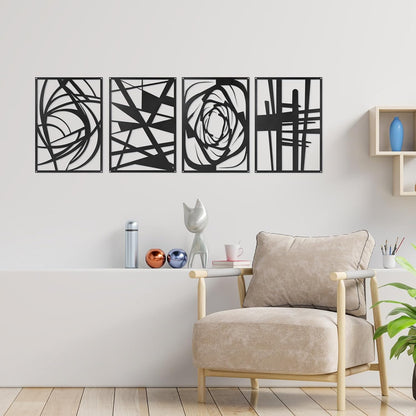 Skiennix Black Abstract Metal Wall Art - Modern 3D Textured Decor for Living Room & Office | 15.7 x 10.6 Inch