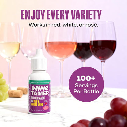 Wine Tamer Liquid Drops 0.6 oz Pack of 1 Made in USA – All Natural Liquid Acid Reducers for Red and White Wine, Non-GMO, Keto Friendly, Sugar-Free, Gluten-Free, Easy-to-Use Drops for Digestive Balance
