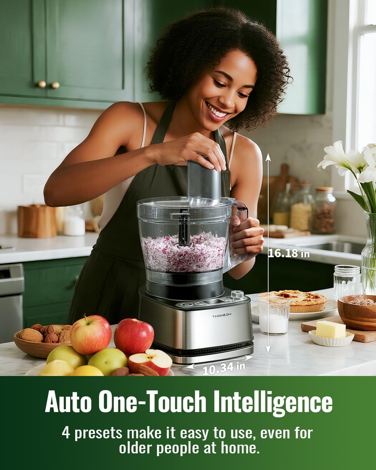Skiennix Food Processor - 1000W Power, 12-Cup Capacity, 4 Programs for Slicing, Dicing & Pureeing