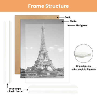 upsimples 20x30 Picture Frame White 3 Pack, Scratch-Proof Poster Frames 20 x 30 for Photo Gallery - Slide-In Strips, Horizontal or Vertical Wall Mounting