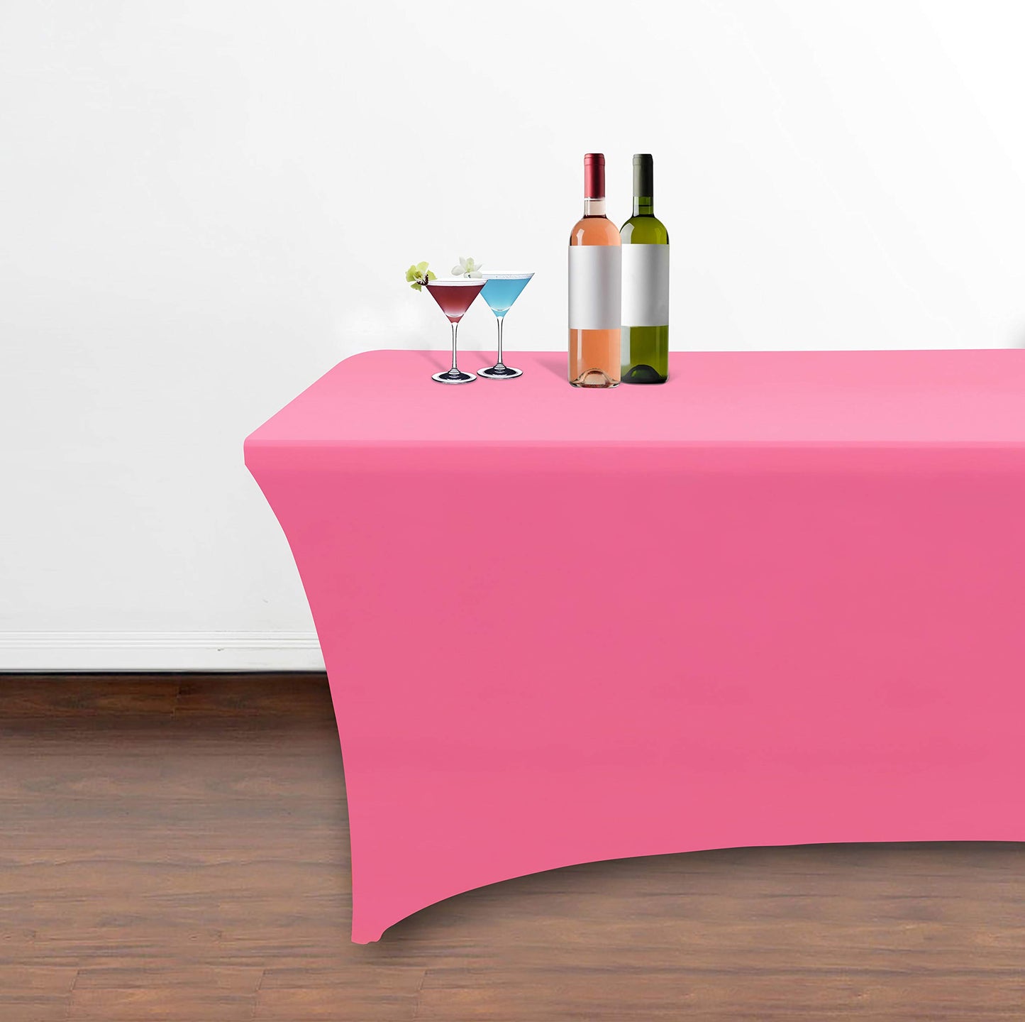 Obstal 8ft Stretch Spandex Table Cover for Standard Folding Tables - Universal Rectangular Fitted Tablecloth Protector for Party （Deep Pink, 96 Length x 30 Width x 30 Height Inches）