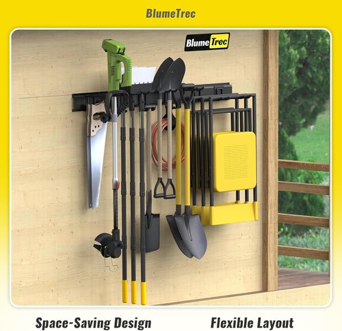 Garage Tool Organizer - Skiennix 48" Heavy-Duty Metal Wall Mount with 3 Rails & 6 Adjustable Hooks