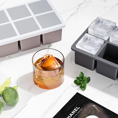 Large Ice Cube Tray for Whiskey: FDDBI Big Square Ice Cube Maker for Cocktail - 3Pack Silicone Old Fashioned Ice Cube Trays - 2inch Huge Cubed Ice Trays for Whisky