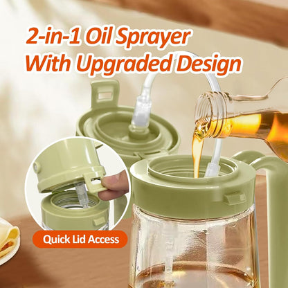YARRAMATE Oil Sprayer - 16oz Refillable Cooking Dispenser | Food-Grade Glass, Easy Open Design (Green)