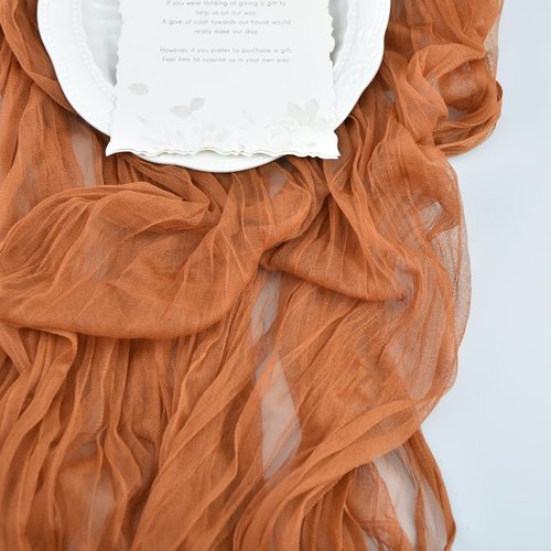 Joanlody Terracotta Cheesecloth Table Runner - 10Ft Rustic Boho Decor for Spring & Easter Events