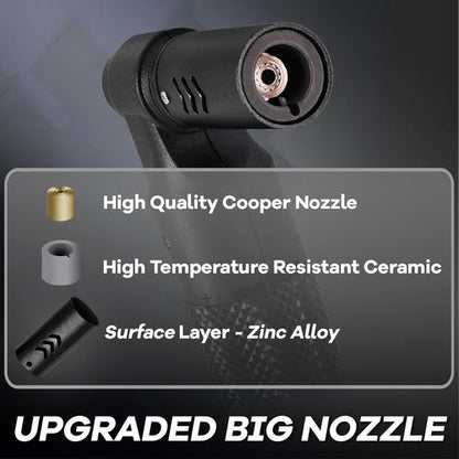 Luxgaze Butane Torch - Refillable Mini Blow Torch with Big Jet Flame for Culinary & BBQ | Black