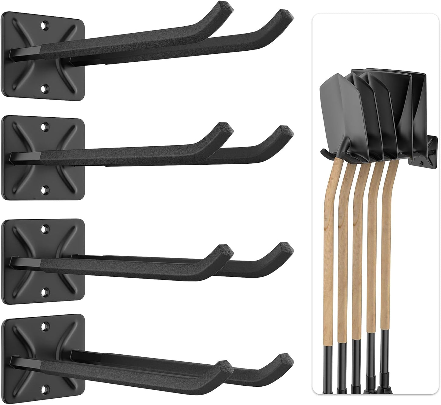 Ultrawall Heavy Duty Garage Storage Hooks - 12.4 Inch Wall Mount Tool Organizer | 4 Pack for Tires, Ladders & More