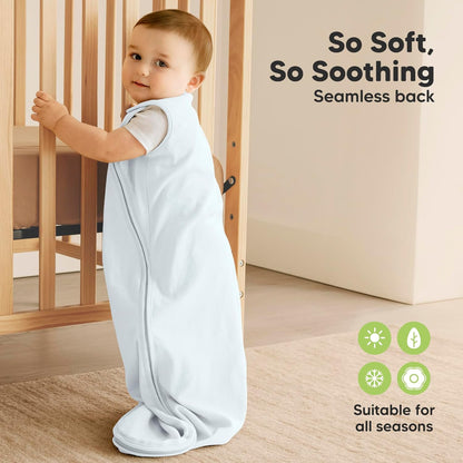 Skiennix Organic Baby Sleep Sacks - Soft & Breathable 100% Cotton Wearable Blankets | 0.5TOG, 6-18 Months (Glacier, M)