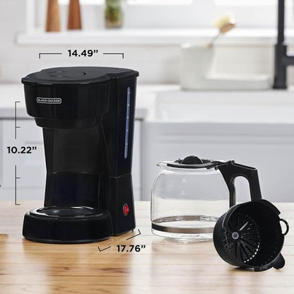 BLACK+DECKER 12-Cup Coffee Maker - Easy On/Off Switch & Non-Drip Carafe | Vortex Technology, Black