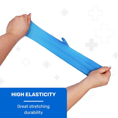 Well Before Vinyl Exam Gloves - Powder-Free, Latex-Free, Disposable Gloves for Medical, Food Prep, Cleaning and more - Medium Blue (Pack of 100)
