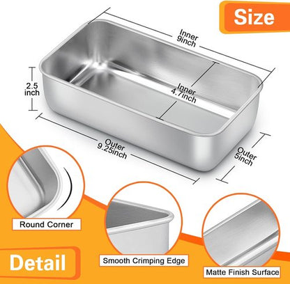 E-far Stainless Steel Loaf Pans - 8 Pack, 9x5 Inch Bakeware for Bread, Cake & Meatloaf | Non-Toxic & Dishwasher Safe