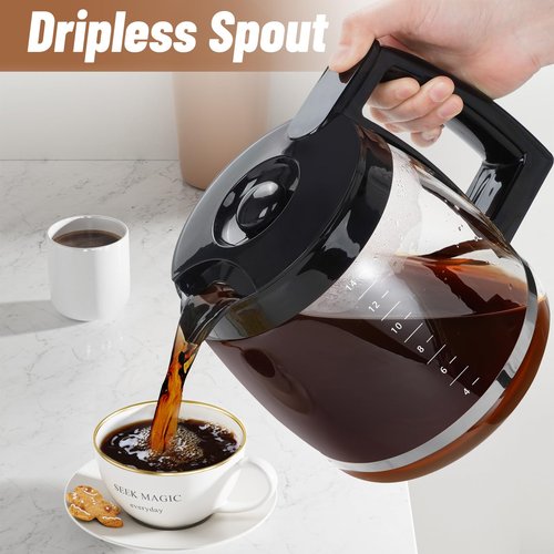 14-Cup Coffee Pot Replacement for Cuisinart Coffee Maker DCC-2200, DCC-2600, DCC-2800, DCC-3200, and DCC-3200P1, Glass Carafe Replacement for Cuisinart, BPA Free, Dishwasher Safe