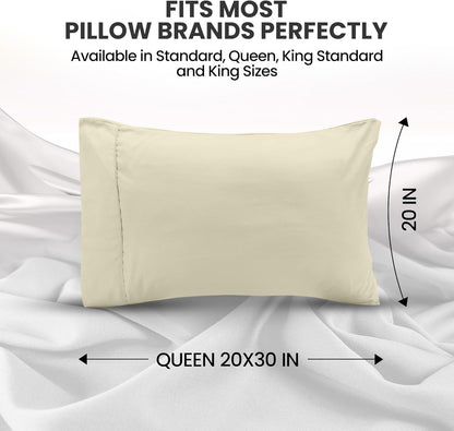 Utopia Bedding Queen Pillow Cases - Soft Brushed Microfiber - 2 Pack, Fade Resistant | Ivory 20 x 30 Inches