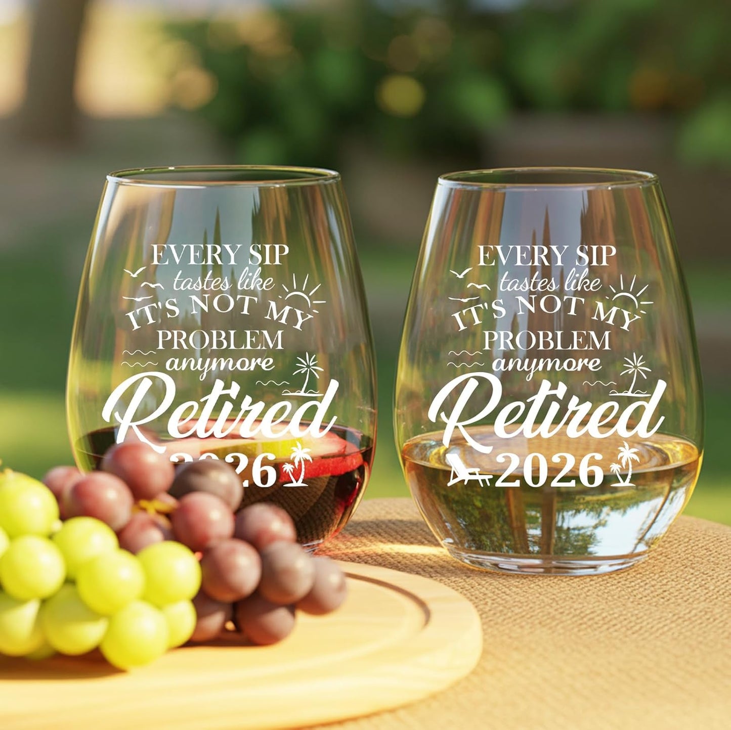 Retirement Gift for Woman & Men 2026 - Funny Retirement Gifts for Women with "Not My Problem Anymore", Farewell Goodbye Gifts for Coworkers, Boss, Friend, Teacher or Mom - 19OZ Stemless Wine Glass