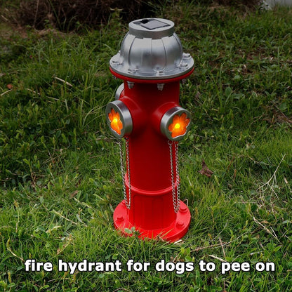 Skiennix Fake Fire Hydrant Statue - Solar Light with Glowing Paw Prints for Outdoor Garden Decor | 14.5" Tall