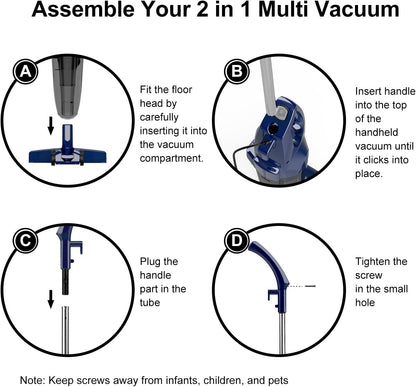Skiennix Corded Stick Vacuum Cleaner - 3-in-1 Handheld Design with 180° Steering & 14KPA Suction for Pet Hair
