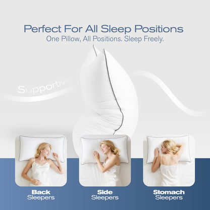 MUFEW Queen Pillows Set of 4, Ultra Thick Down Alternative Bed Pillows,Cooling Hotel Quality Queen Pillows for Back, Stomach or Side Sleepers,Machine Washable (White,4 Pack)