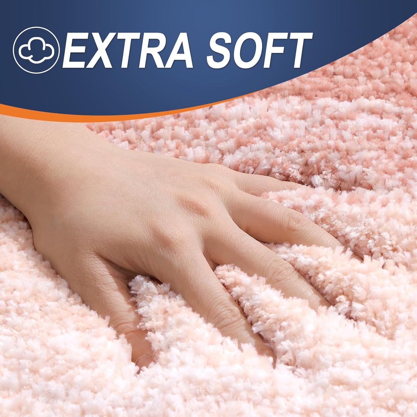 OLANLY Large Bathroom Rugs - Extra Soft Microfiber Mat 40x24 | Quick Dry, Rubber Backing, Peach Color