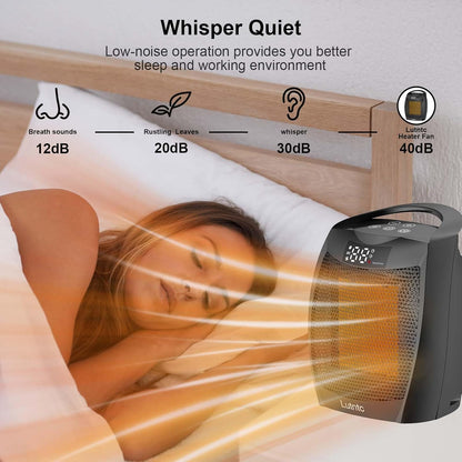 Portable Ceramic Space Heater - 1500W Fast Heating with Digital Display & Touch Controls | Ideal for Home & Office