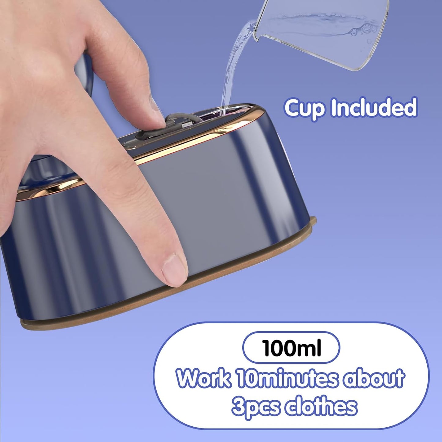 Skiennix Travel Steamer Iron - Mini Portable Ironing Machine for Clothes | Compact Size in Blue