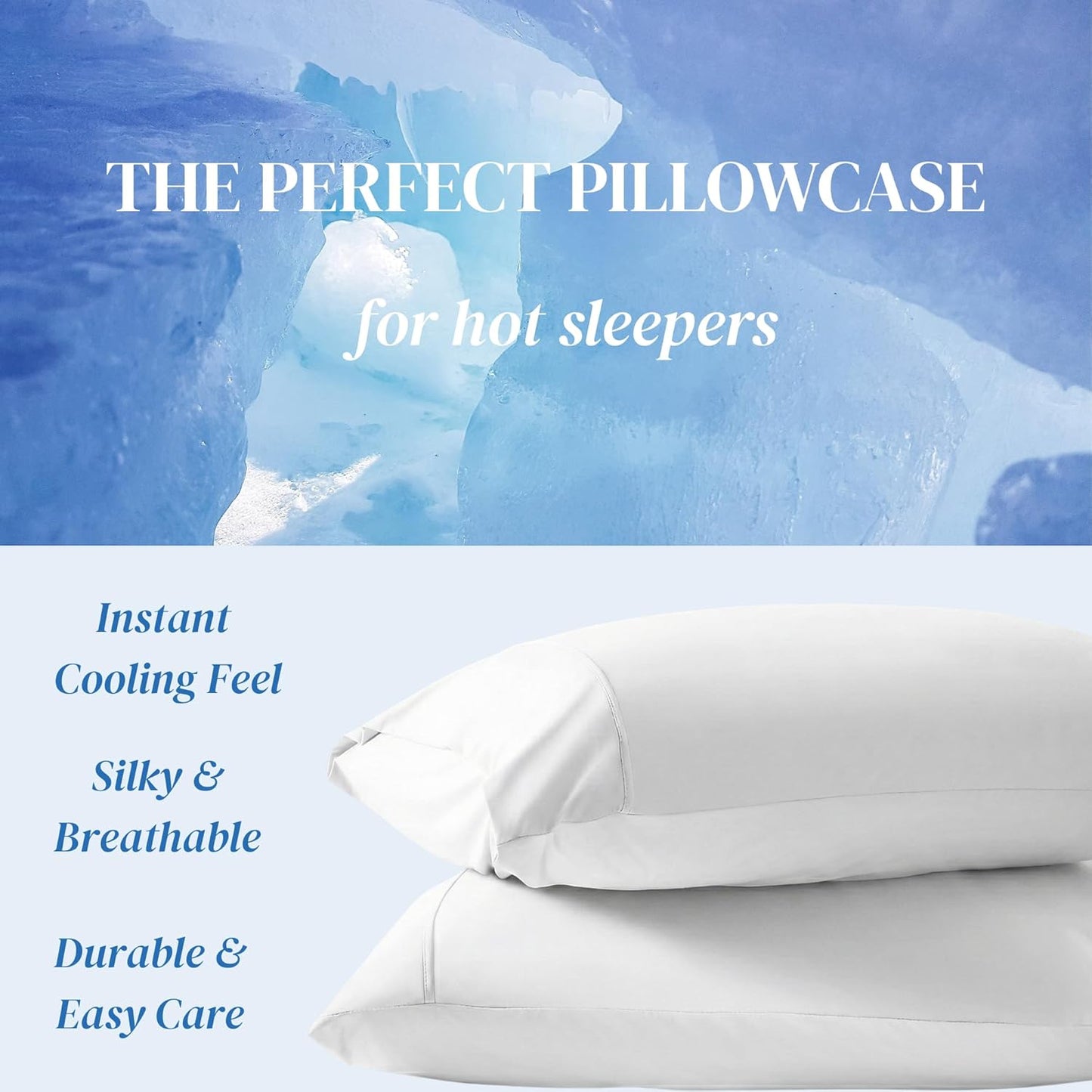 Beckham Hotel Collection Cooling Pillowcases - King Size Set of 2 | Silky Soft, Breathable, Moisture-Wicking, White