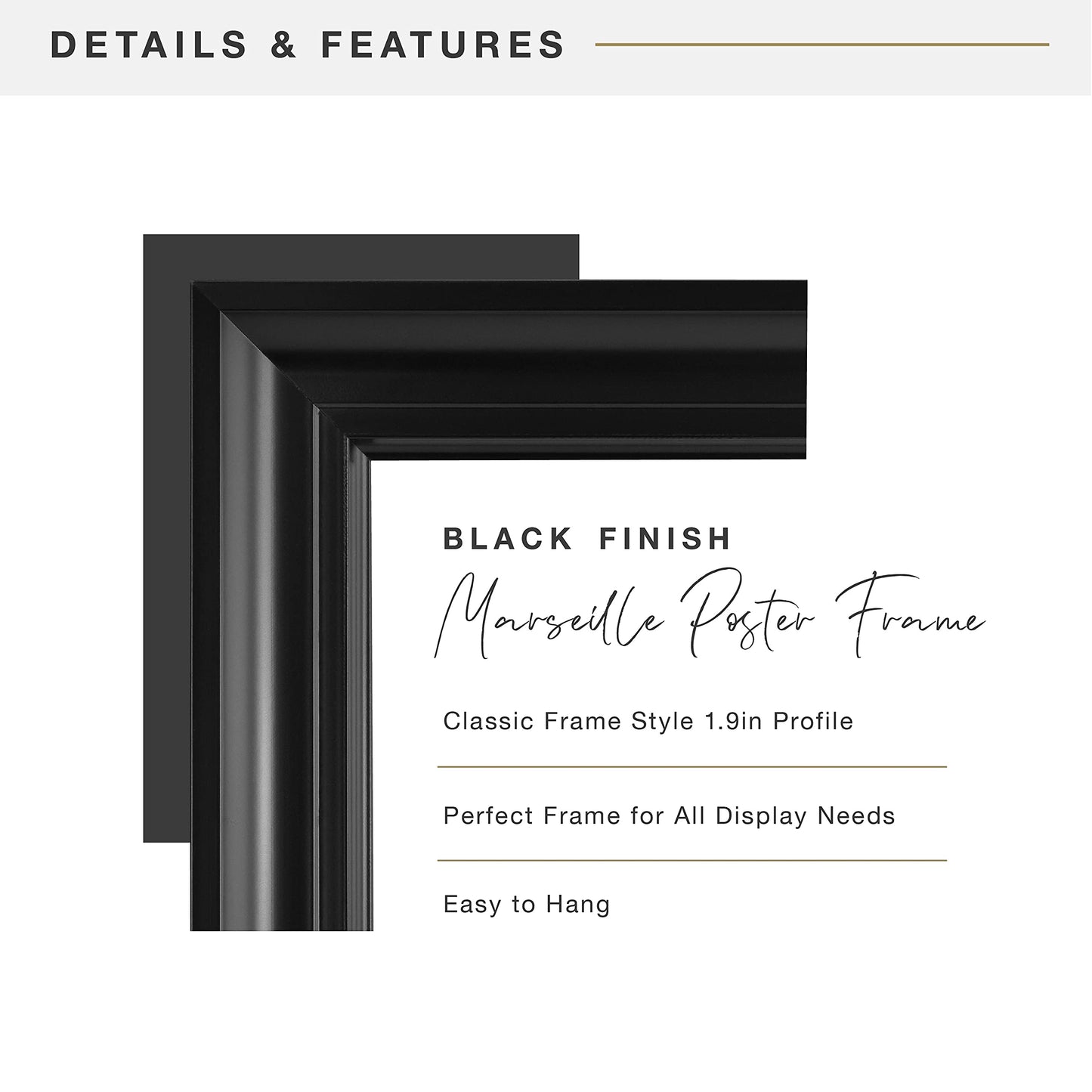 MCS, Black Marseille Poster Float Frame, 20x26 Inch, 20 x 26