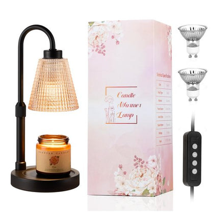 Innqoo Amber Candle Warmer Lamp with Timer, Dimmable Candle Warmer for Jar Candles, Height Adjustable Wax Melts Warmer, Birthday Gifts for Women Mom, House Warming Gifts New Home Decor