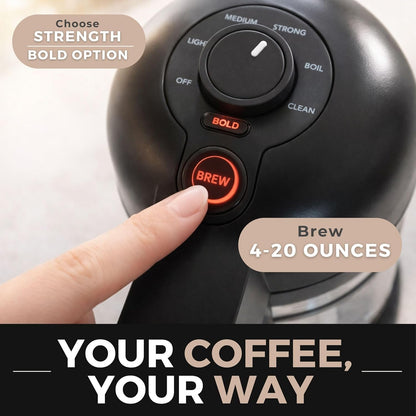 VINCI Micro Café Single-Serve Glass Coffee Brewer - Brews 4oz to 20oz | Compatible with K-Cups & Pods | Enclosed Circle Flow for Richer Flavor (Black)