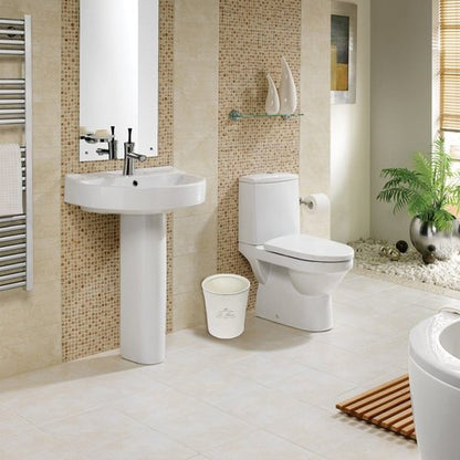 Ben&Jonah Le Bain Paris Collection Heavy Porcelain Waste Basket (9.5" H x 8" Top Diameter, 7" Bottom Diameter)