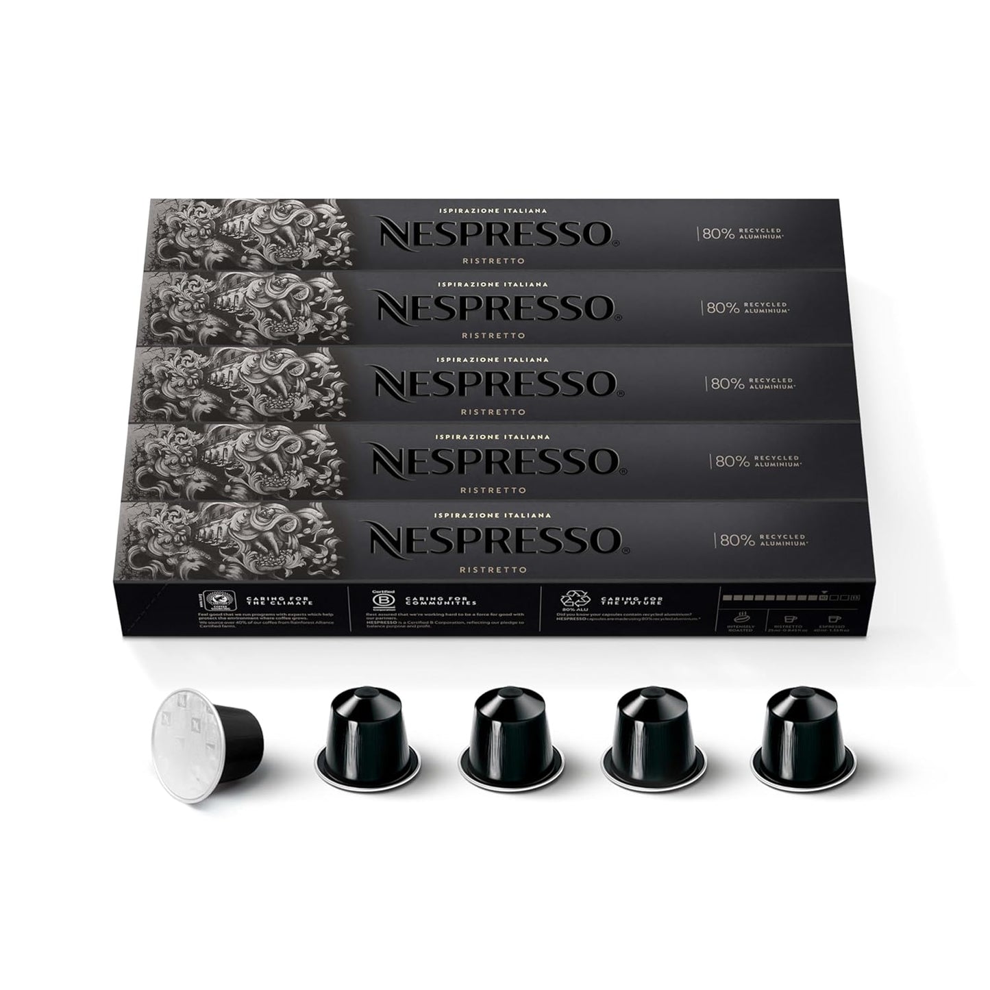 Nespresso Ristretto Decaffeinato Capsules - Dark Roast Coffee Pods | 50 Count Original Line
