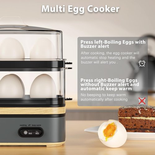 Evoloop Rapid Egg Cooker - Electric 12-Egg Capacity for Soft, Medium, Hard Boiled & Poached Eggs | BPA-Free Grey Design