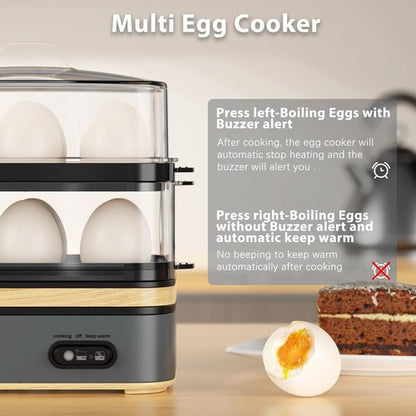 Evoloop Rapid Egg Cooker - Electric 12-Egg Capacity for Soft, Medium, Hard Boiled & Poached Eggs | BPA-Free Grey Design