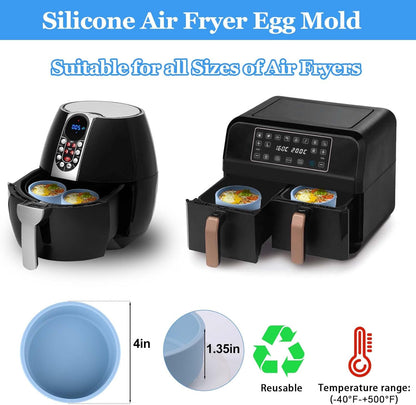 XANGNIER Silicone Egg Bites Pan - 3 Pcs Reusable Nonstick Air Fryer Accessories, BPA Free, Blue