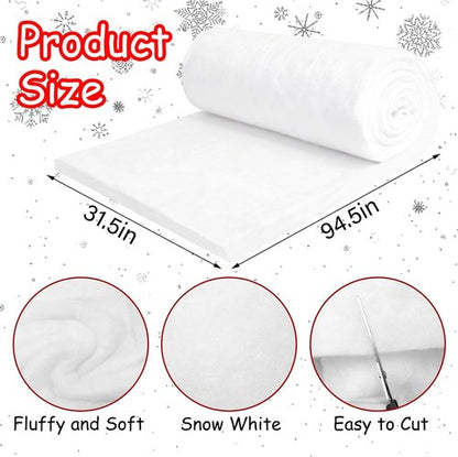 Fake Snow Blanket - Artificial Snow Roll for Christmas Decor | 31.5" x 94.5" Fluffy White Blanket