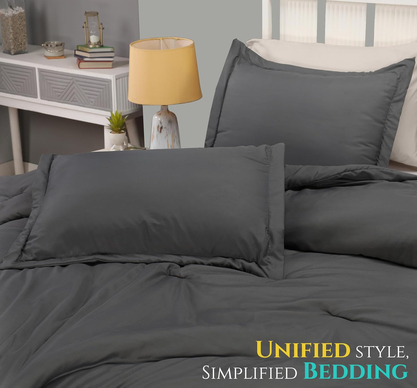 Utopia Bedding Queen Comforter Set - 3 Piece Soft Down Alternative in Grey | 88 x 88 Inches Comforter & 2 Pillow Shams