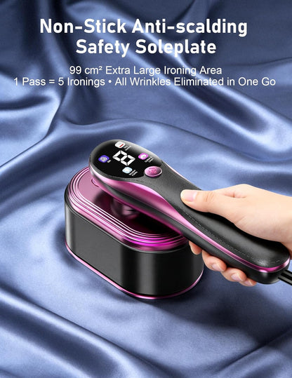 Skiennix Travel Garment Steamer - 1200W Portable Handheld Iron with LED Display | Fast 10s Heat-Up, All-Fabric Wrinkle Remover