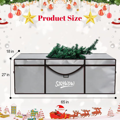 Skiennix Christmas Tree Storage Bag - 9 Ft Heavy-Duty 600D Oxford Cloth with Double Zippers & Mesh Bags | Gray (65×18×27 in)