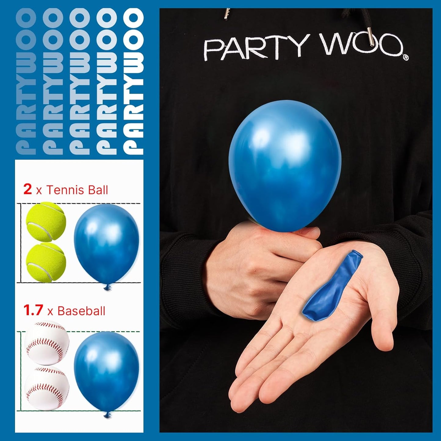 PartyWoo Metallic Blue Balloons - 100pcs 5 Inch Mini Chrome Latex Balloons for Celebrations