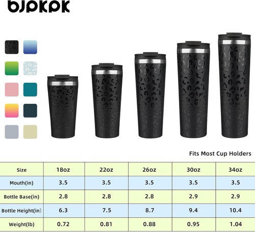 BJPKPK 18oz Insulated Tumbler - Stainless Steel Travel Coffee Mug with Lid & Straw | Black Leopard