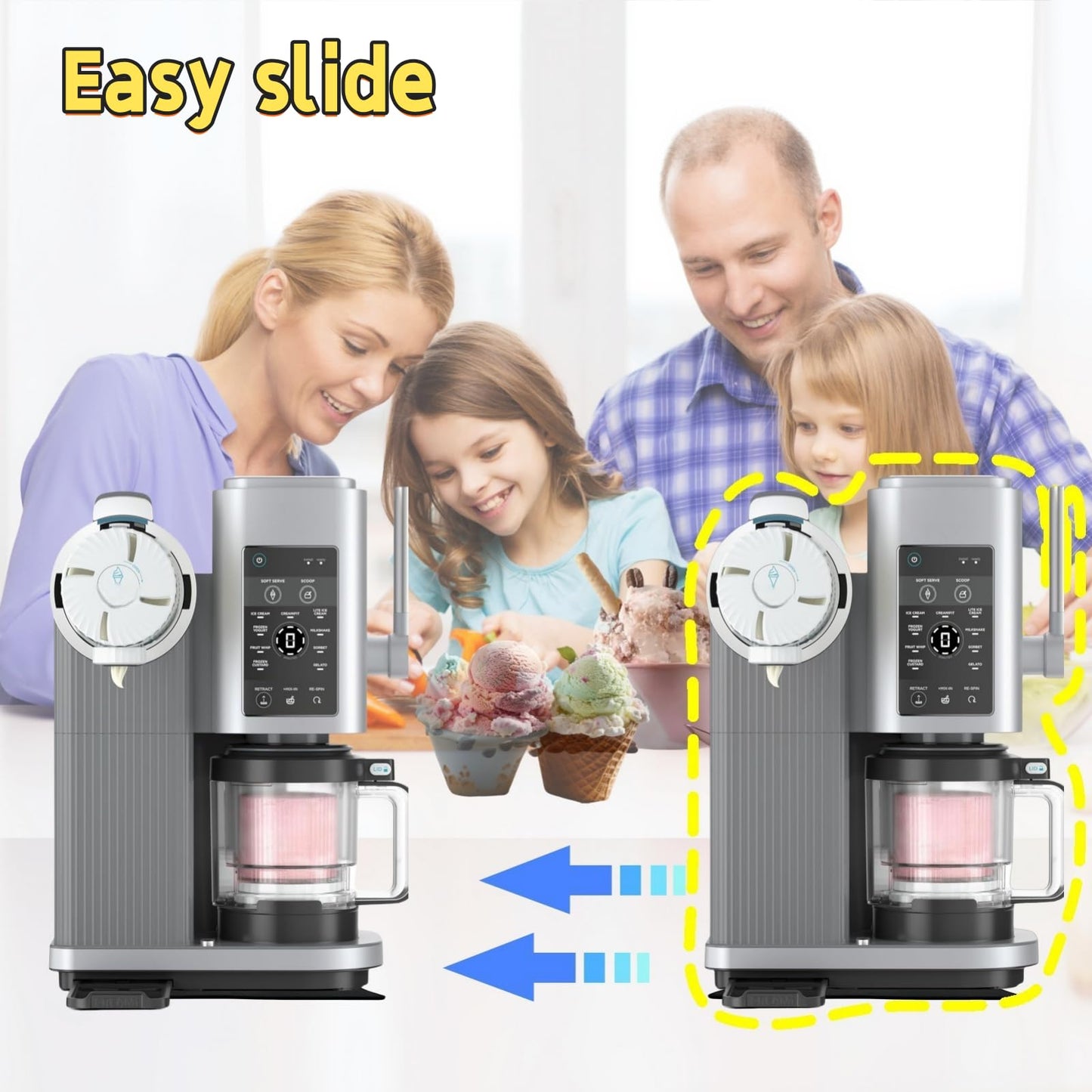 Sliding Pad Compatible with Ninja Swirl by CREAMi Ice Cream and Soft Serve Maker,Easy to Slide the Ice Cream Maker on the Kitchen Countertopp, Accessories for Ninja swirl Creami NC701