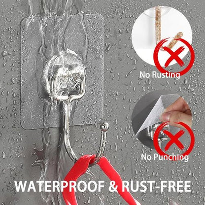 Kimono Heavy-Duty Adhesive Hooks - Transparent Waterproof Wall Hooks for Towel & Coat | 8-Pack