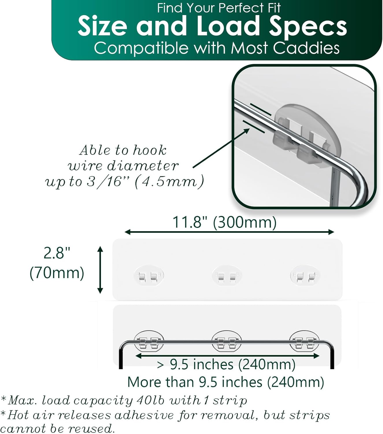 Skiennix Shower Caddy Adhesive Replacement Stickers - Strong Suction Hooks for Bathroom Storage | Large Transparent Design, 3 Hooks
